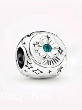 Pandora Silver Charm with Teal Gem